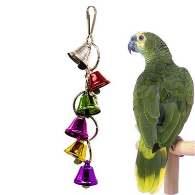 Creative Colorful Interesting Durable Parrot Bird Metal Ring Bell Toy Hanging Cage Squirrel Parakeet Birds Accessories Chewing Playing Toys