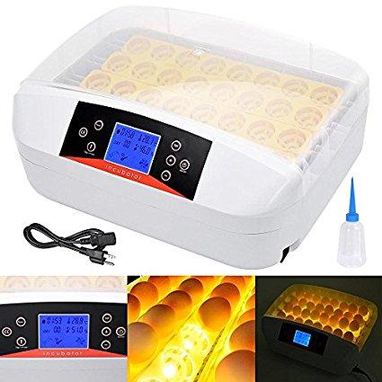 Egg Incubator Automatic Digital Hatcher Auto-Turning Incubator Built-In LED Egg Candler 32 Eggs Hatching Machine for Chickens, Ducks, Quails