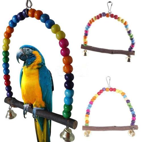 New Colorful Parrot Swing Pet Toy Colorful Bird Parakeet Budgie Lovebird Wood Budgie Lovebird Woodens Cockatiel Hanging Swings