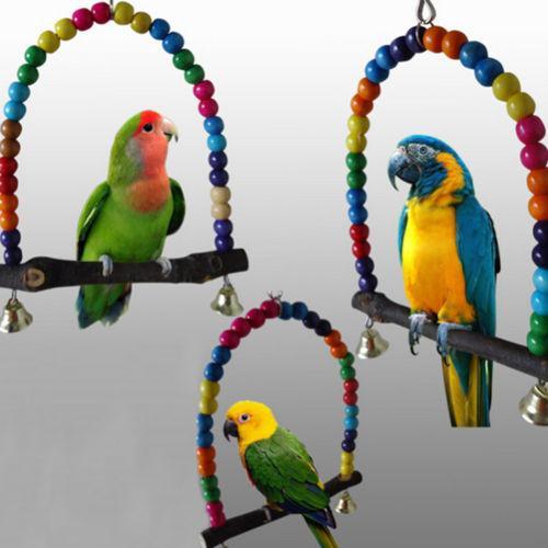 Colorful Parrot Swing Bird Cage Toys Cockatiel Budgie Lovebird Wooden Toy Wholesale