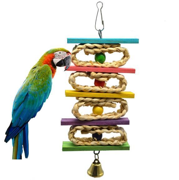 Parrot Products Pet Bird Toys Bite Toys Corn Peel Colored Beads Twisted String Climbing Toys W823