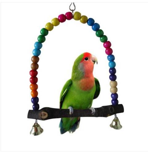 Sales!!! Free shipping Wholesales Parrot Swing Pet Toy Colorful Bird Parakeet Budgie Lovebird Wood