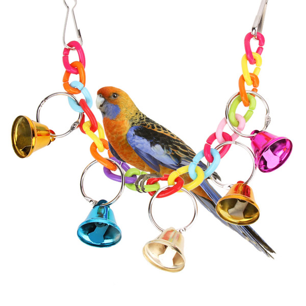 Parrot Bird Toys Metal Ring Bell Hanging Cage Toys For Parrot Squirrel Parakeet Birds Bird Accessories DHL Free Shipping