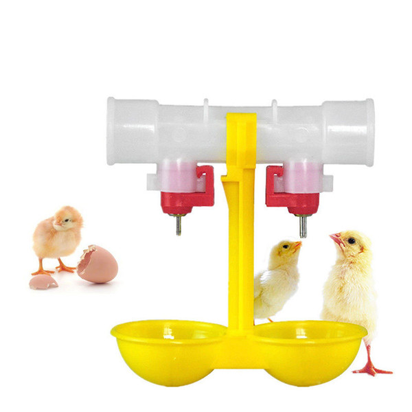 Pet Supplies Double Outlet Drinking Hanging Chickens Cups Nipple Drinker Poultry Waterer Feeding Supplies Drinkers for Chickens