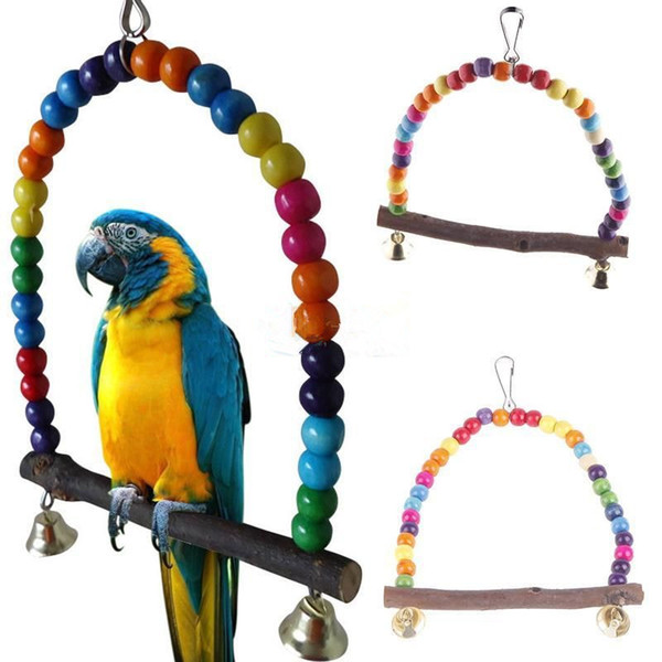 Colorful Bird Toy Parrot Swing Cage Toy Parakeet Cockatiel Budgie Lovebird Woodens Swings Toys*Wood