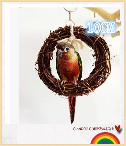 Free shipping Small and medium sized pet birds parrot supplies natural rattan ring toy swing rings toys stand cage accessories