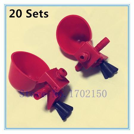 Wholesale-20 sets Bird drinking fountain Water bowls Chicken Cups Card saliva cupsParrot Quail Beekeeping Free shipping