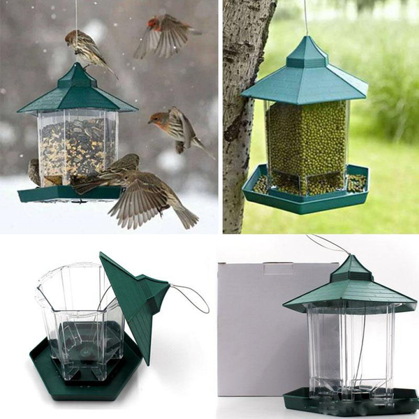 Wild Bird Feeders Plastic Food Container Outdoor Hanging Waterproof Lazy People Feeding Pets Container For Garden Decoration