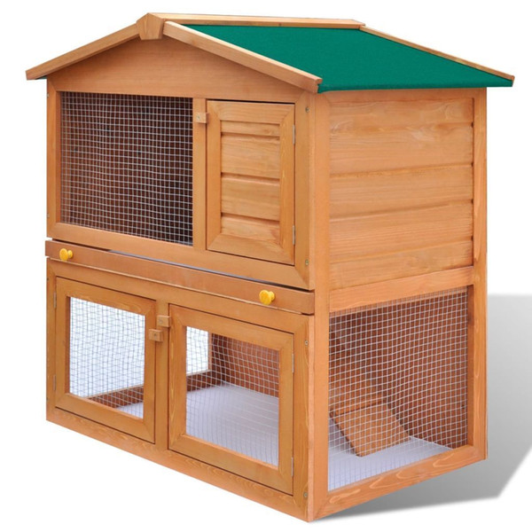 36'' Wooden Rabbit Hutch A-Frame Pet Cage Wood Small Animal House Chicken Coop