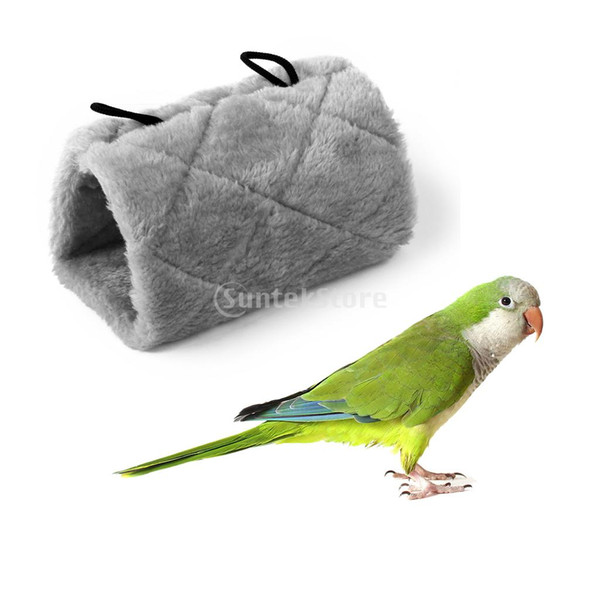 Wholesale-Gray Parrot Bird Hammock Hanging Cave Cage Plush Snuggle Happy Hut Tent Bed Bunk Parrot Toy M