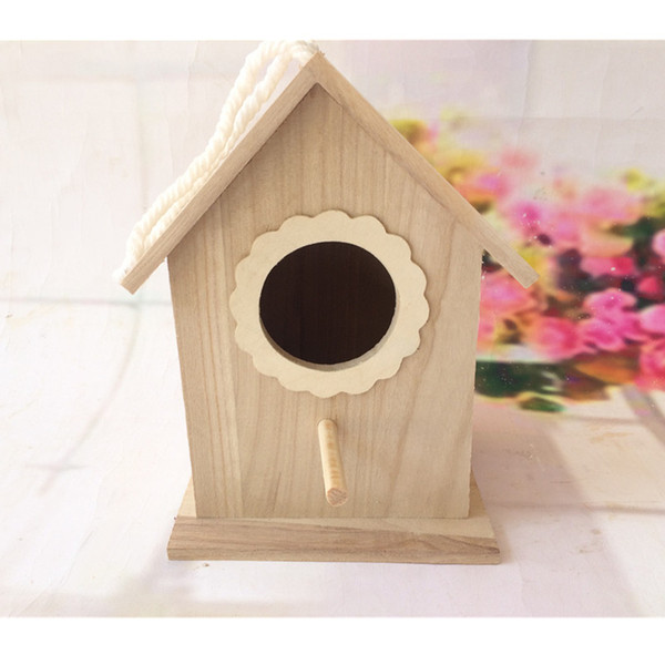 Wholesale-11*9*15cm Wood birds nest box breeding parrot Munia cockatiels swallows nest outdoors roof wooden bird house