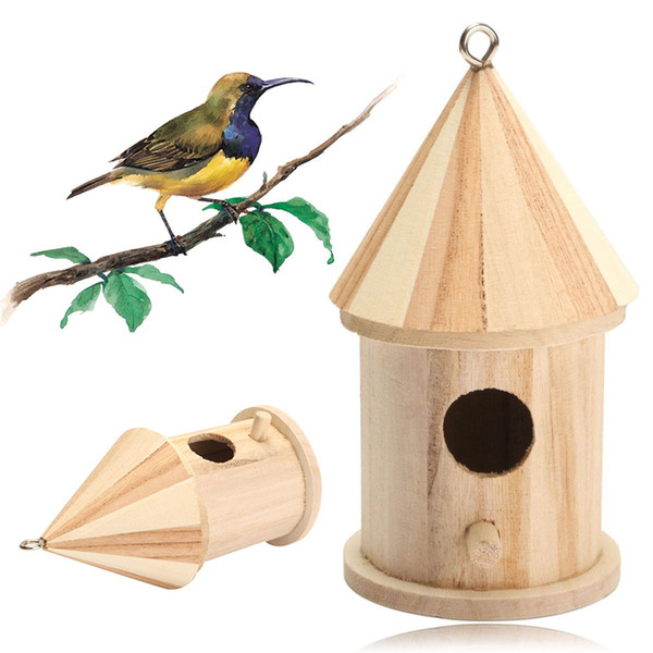 Wooden Bird House Wood Birdhouse Little Bird Nesting Hanging Nest Boxes Home Pet Supply Accessories 16x7.8cm