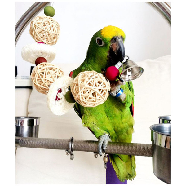 Bird Toys Parrot Cage Toys Cages Cockatoo Conure Loofah Sponge Handmade Parrot Toys With Bell