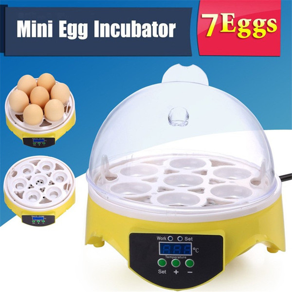 Mini 7 Egg Incubator Poultry Incubator Brooder Digital Temperature Hatchery Machine Hatcher for Chicken Duck Bird Pigeon