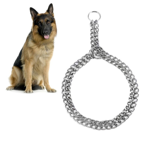 Dog Collar Iron Metal Double Row Neck Leash 3 Size Walking Training Collar For Dogs