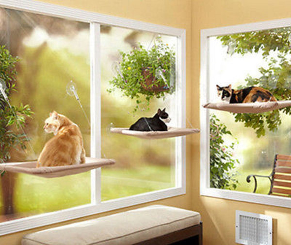 Cat Hammock Window Mounted Bed Sofa Mat Cushion Hanging Shelf Seat with Suction