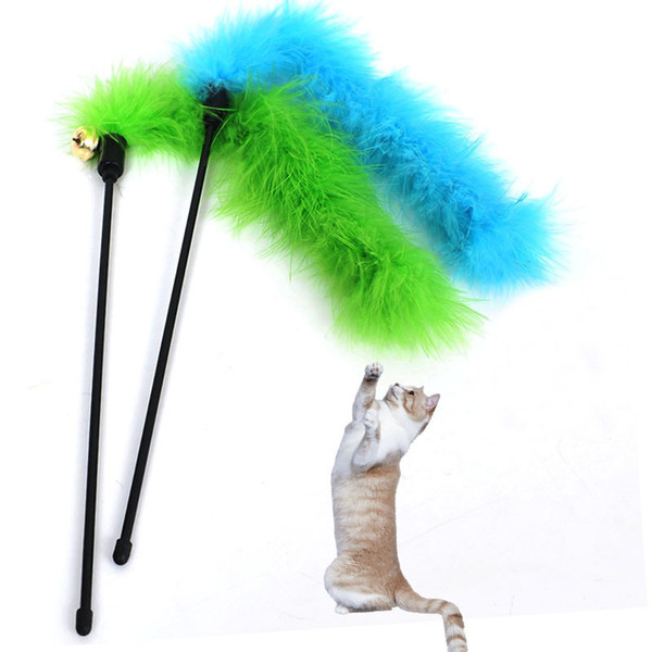 Funny Cat Stick Dancer Pet Cats Turkey Feather Teaser Cat Toy With Bell A232