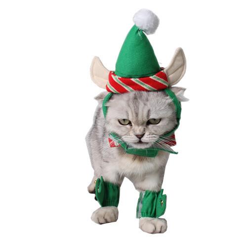 Hand Made Christmas Costume Pet Cat Doggy Cap Set Hat Pet Clothes X336