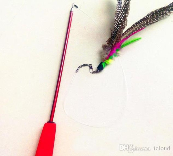 The Replace Head Of Cat Stick Colorful Feather Design Tease Cat Catcher Teaser Toy Nice Quality Big Feather For Cat Play A227