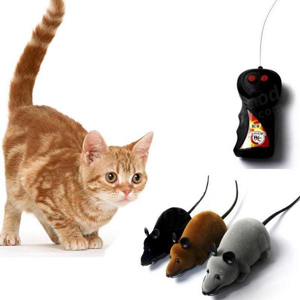 Electric Remote Control Mouse Tricky Plastic Flocking Wireless Cat Dog Toys Mouse Black Brown Grey A240