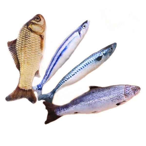 30cm Large Size Interactive Pets Pillow Catnip Toys Simulation Plush Fish Shape Doll Chew Bite Cat Toy X363