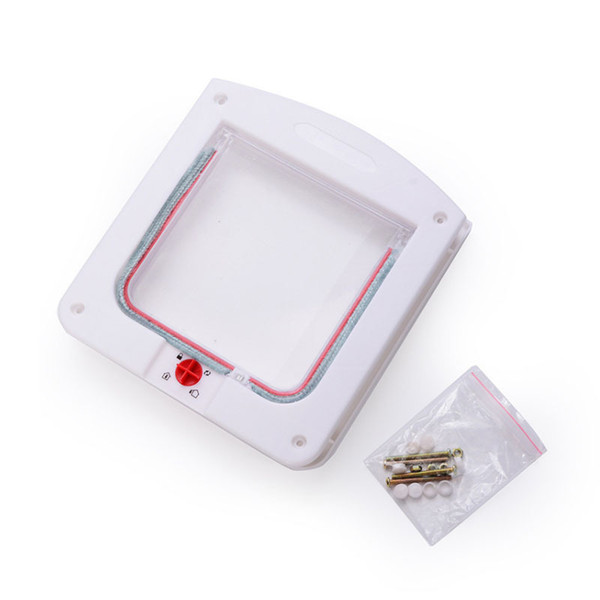 White Pet Cat Puppy Dog Supplies Lock Frame Safe Security Flap Door Gate Pet Supplies X357