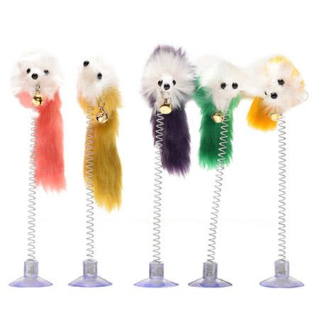 Cat Toy Mouse Toy Rat Spring Rat Metalic Spring Feather Mouse Cupula Plastic Fasten Device High Quality Freeshipping Pet's Love Gift for Pet
