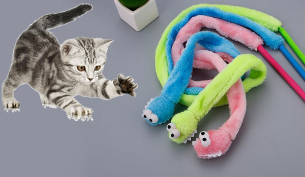 cat teaser toy with fabric flexibale plastic stick blue green pink interactive full funny for kitten pet dog supply 40cm plus 12cm
