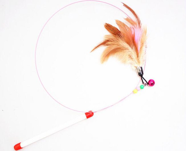Pet Cat Toy Funny Cats Kitten Pet Teaser Feather Wire Chaser Toy Wand Beads Play NEW Pet Product Top Quality Free Shipping DHL