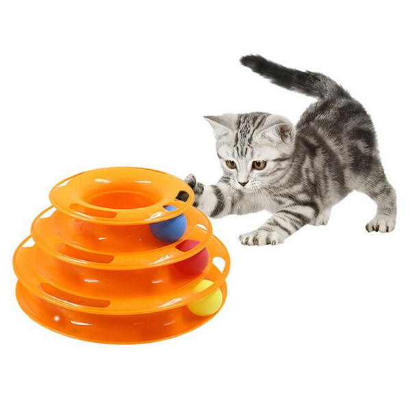 Funny Pet Toys Cat Crazy Ball Disk Interactive Amusement Plate Play Disc Trilaminar Turntable Cat Toy