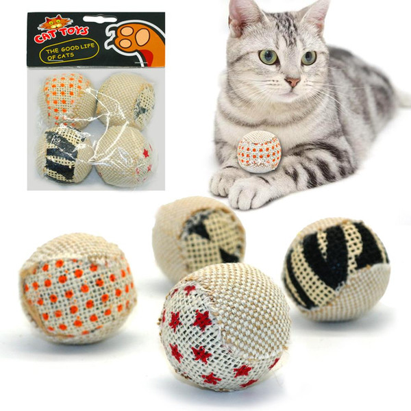 4pcs/pack Ball Cat Toy Interactive Cat Toys Play Chewing Rattle Scratch Catch Pet Kitten Cat Exrecise Toy Balls