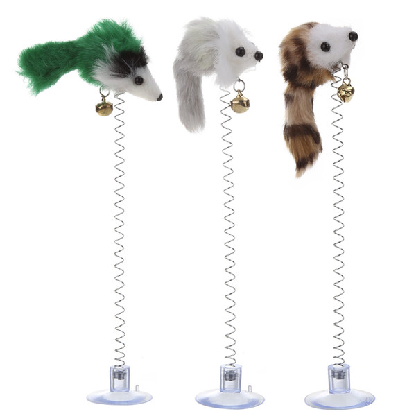 Funny Cat Toys Elastic Feather False Mouse Bottom Sucker Toys for Cat Kitten Playing Pet Seat Scratch Toy Pet Cat Products