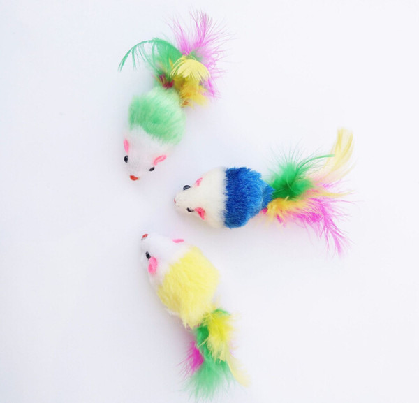 Colorful Feather Grit Small Mouse Cat Toy For Cat Feather Funny Playing Pet dog Cat Small Animals feather Toys Kitten