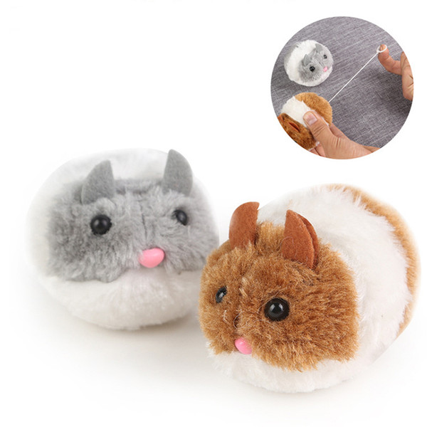 12pcs/lot Cat Toy Artificial Mouse Pulling Tail Ring Vibrate Run Forward Shake Interactive Pet Toy Little Fat Mouse