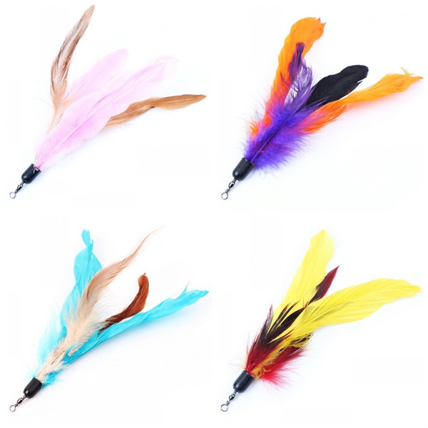Cat Toys Soft Colorful Feather Plastic DIY Self Control Playing Cat Sticks Replacement Head Pet Supplies 1 07tt E1
