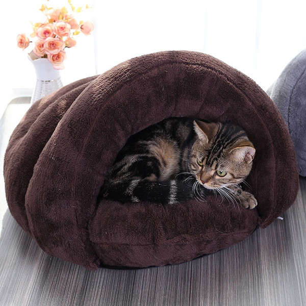 Soft warm Cat house round pet bed autumn Winter Warmer Basket for cats Sleeping Cushion for puppy pet mat nest small dogs