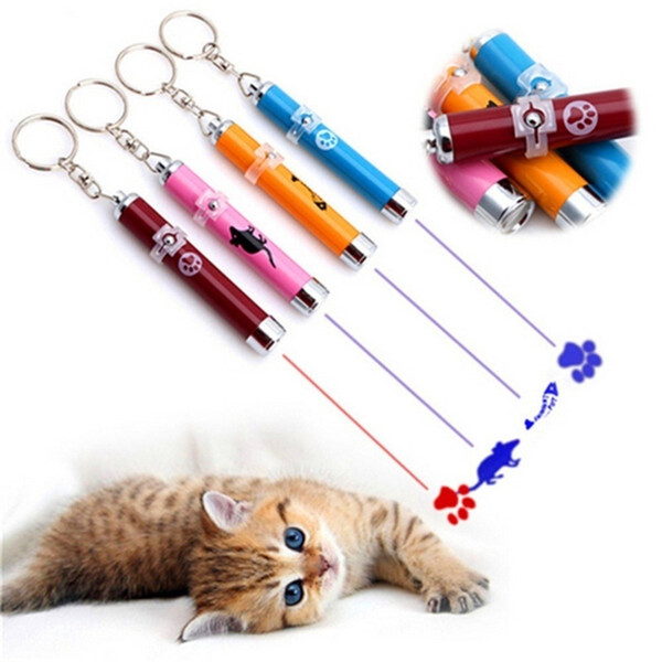 5 Colors Pet Laser Pointer Cat Toys Cartoons Laser pen LED Light Creative Funny Pet Cat Toys Pen with Bright Animation Mouse