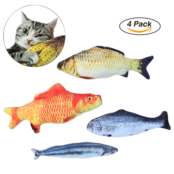 Catnip Toys Simulation Plush Fish Shape Doll Interactive Pets Pillow Chew Bite Supplies for Cat Kitty Kitten Fish Flop Cat Toy