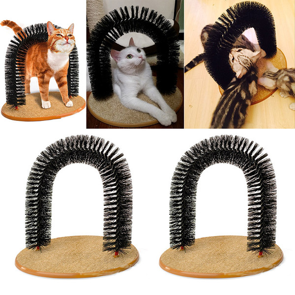 Arch Pet Cat Self Groomer Brush Massager With Round Fleece Base Cat dog Toy Brush Pets Toys Purrfect Scratching Devices WX9-54