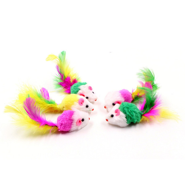 2inch Plush Mouse Cat Toy Cute Colourful Teasing Cats Dog Pet Toys Soft Comfort Fleece False Kitten Plaything train AAA1942