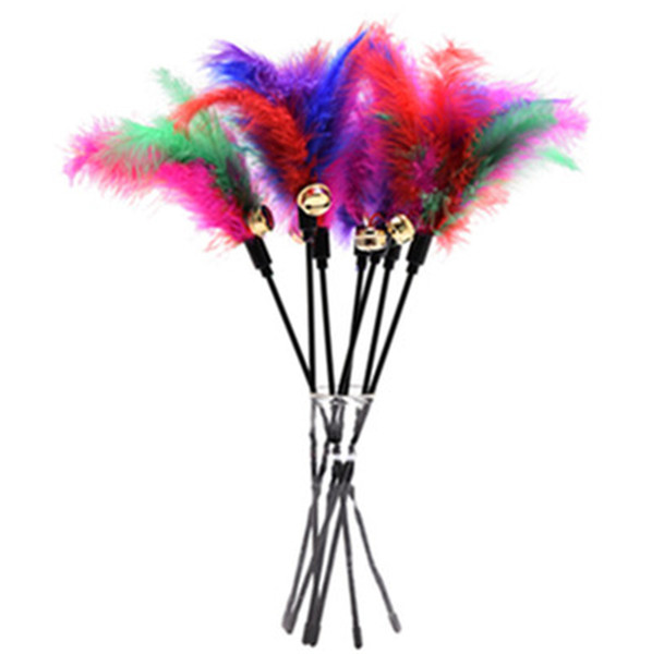 Cat Toys Soft Colorful Cat Feather Bell Rod Toy for cats Kitten Funny Playing Interactive Toy Pet cat Supplies
