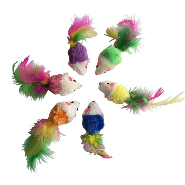 Plush Mouse Cat Toy Cute Colourful Teasing Cats Dog Pet Toys Soft Comfort Fleece False Kitten Playing Easy To Clean