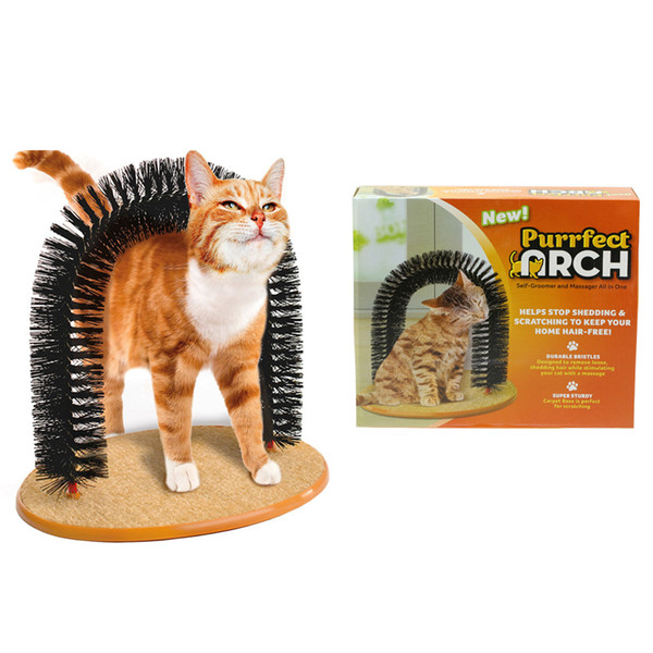 Purrfect Arch Pet Cat Self-Groomer and Massager With Round Fleece Base Cat Toy Brush Pets Toys Purrfect Scratching Devices