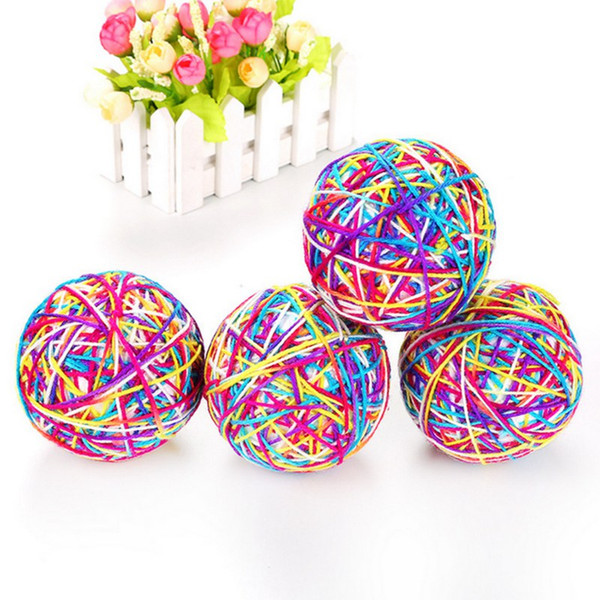 Pet Cat Rolling Ball Toys Molar Tooth Cleaning Colorful Wool Yarns Kittens Scratch Ball for Exercising Interactive Toy For Gatos