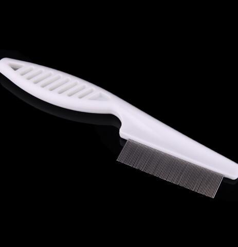 Low price Cat Dog Comb Cleaning Tool Shedding Flea Stainless Steel Needle White Plastic Hair Lice Brush Pet Comb Pet AccessoriesAEI-334