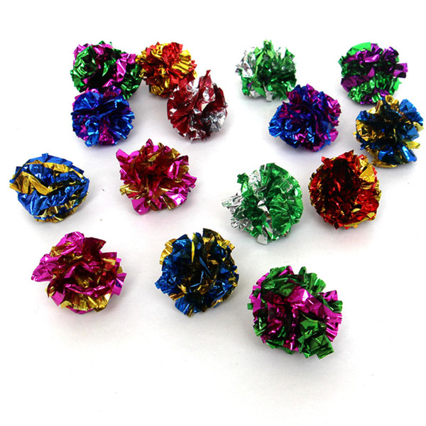 2016 new Cat Toys 100 Pack MYLAR balls crinkle cat toys kitten toy ball free shipping