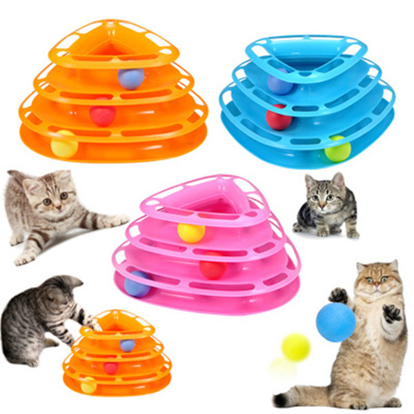 Pet cat ball toys cat three layers play plate cat Plastic turntable toys pet brain game toys