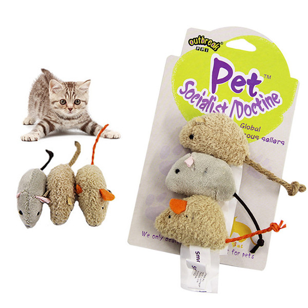 3pcs/lot Inovation Design Cat Toy Mouse Interactive Hot Sell Pet Supplies Colorful Small Mouse Cat Toy Mice Fur linen Color Random Mix T1018