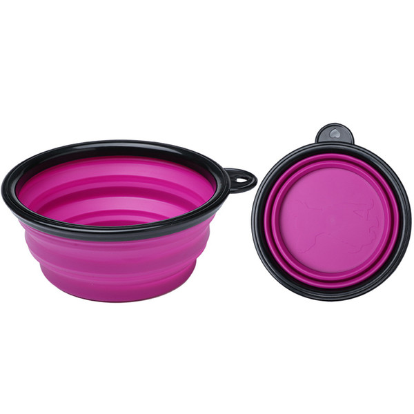 Collapsible foldable silicone dog bowl candy color outdoor travel portable puppy doogie food container feeder dish Multicolor 13X5CM