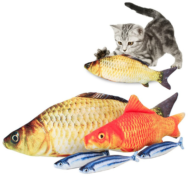 Imitation Fish Pillow 4 Designs Cat Sound Plush Toys 18cm Pet Supplies Plush And PP Cotton Pet Toys 3 Pieces ePacket